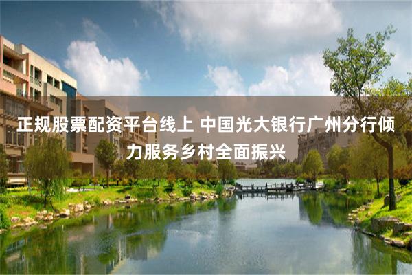 正规股票配资平台线上 中国光大银行广州分行倾力服务乡村全面振兴