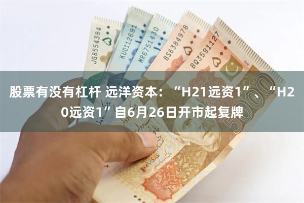 股票有没有杠杆 远洋资本：“H21远资1”、“H20远资1”自6月26日开市起复牌
