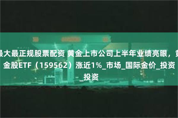 最大最正规股票配资 黄金上市公司上半年业绩亮眼，黄金股ETF（159562）涨近1%_市场_国际金价_投资